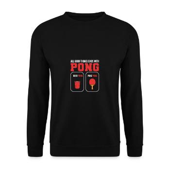 End with Pong Strong Drinker Gift - Unisex Sweatshirt - black - Front - Alina (178cm) & Michal (187cm)