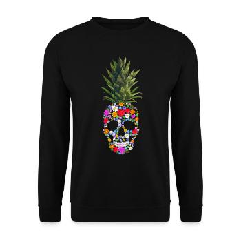 Skeleton in bloom pineapple humor man or woman - Unisex Sweatshirt - black - Front - Alina (178cm) & Michal (187cm)