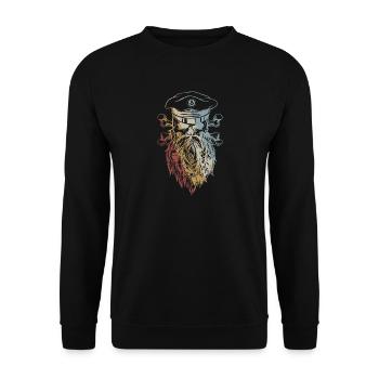 Piraten Schädel Retro Style Vintage - Unisex Pullover - Schwarz - Vorne - Alina (178cm) & Michal (187cm)