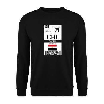 Carte d’embarquement au Caire, Égypte - Billet d’aéroport CAI - Sweat-shirt Unisexe - noir - Devant - Alina (178cm) & Michal (187cm)
