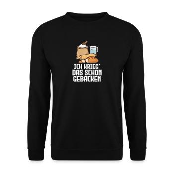 Ich krieg' das schon gebacken! - Unisex Pullover - Schwarz - Vorne - Alina (178cm) & Michal (187cm)