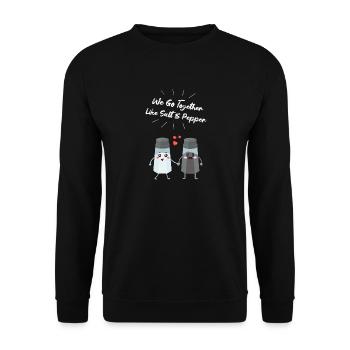 Salz und Pfefferstreuer Paar Geschenk für Köche - Unisex Pullover - Schwarz - Vorne - Alina (178cm) & Michal (187cm)