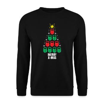 Entraînement de vacances de Noël drôle Kettlebells Tree - Sweat-shirt Unisexe - noir - Devant - Alina (178cm) & Michal (187cm)