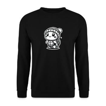 Curious Turtle - Hat Explorer - Unisex Pullover - Schwarz - Vorne - Alina (178cm) & Michal (187cm)