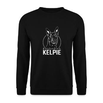 Wilsigns AUSTRALIAN KELPIE Hütehund Hundeportrait - Unisex Pullover - Schwarz - Vorne - Alina (178cm) & Michal (187cm)