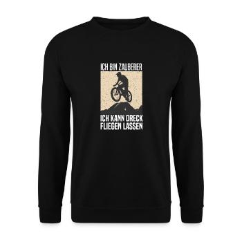 Mountainbike Papa Retro Vintage Dad - Unisex Pullover - Schwarz - Vorne - Alina (178cm) & Michal (187cm)