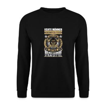 Feuerwehr Echte Männer - Unisex Pullover - Schwarz - Vorne - Alina (178cm) & Michal (187cm)