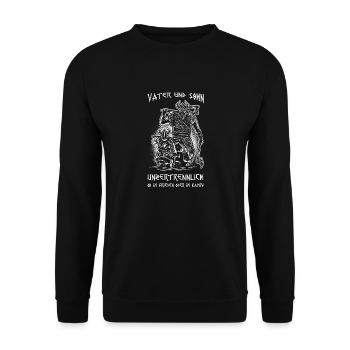Vater & Sohn - Unisex Pullover - Schwarz - Vorne - Alina (178cm) & Michal (187cm)