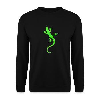Green Gecko sewn from fabric - Unisex Sweatshirt - black - Front - Alina (178cm) & Michal (187cm)