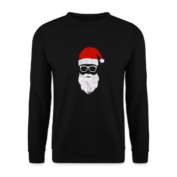 Hipster Christmas Santa Claus beard - Unisex Sweatshirt - black - Front - Alina (178cm) & Michal (187cm)