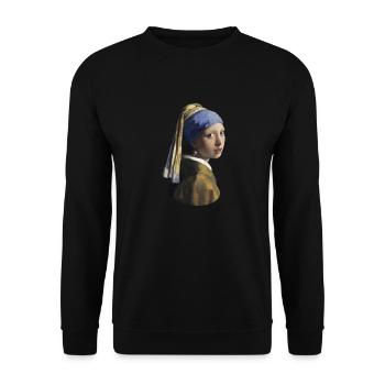 Jan Vermeer Das Mädchen mit dem Perlenohrgehänge - Unisex Pullover - Schwarz - Vorne - Alina (178cm) & Michal (187cm)