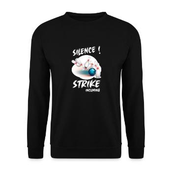 SILENCE - STRIKE incoming - Bowling Team - Unisex Sweatshirt - black - Front - Alina (178cm) & Michal (187cm)