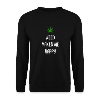 weed macht mich glücklich Cannabis Marihuana - Unisex Pullover - Schwarz - Vorne - Alina (178cm) & Michal (187cm)