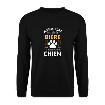 Boire une bière et caresser mon chien - Sweat-shirt Unisexe - noir - Devant - Alina (178cm) & Michal (187cm)