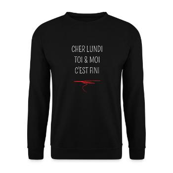 cher lundi toi & moi c'est fini - Sweat-shirt Unisexe - noir - Devant - Alina (178cm) & Michal (187cm)