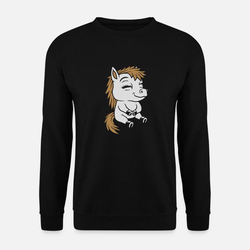 Sitzendes kleines Comic Pony - Unisex Pullover - Schwarz