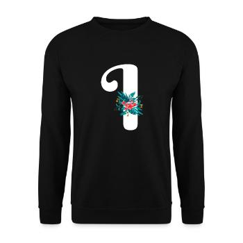 lettre I fleuris - Sweat-shirt Unisexe - noir - Devant - Alina (178cm) & Michal (187cm)