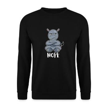 Nope Hippopotamus I Funny Lazy Hippo - Unisex Pullover - Schwarz - Vorne - Alina (178cm) & Michal (187cm)