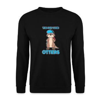 Boy Likes Otters Cool Quote Sea Otter Forest - Sweat-shirt Unisexe - noir - Devant - Alina (178cm) & Michal (187cm)