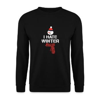 Ich hasse Winter, Ich hasse Schnee und Kälte - Unisex Pullover - Schwarz - Vorne - Alina (178cm) & Michal (187cm)