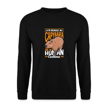Capybara Rodent Im Really A Capybara In A Human - Unisex Sweatshirt - black - Front - Alina (178cm) & Michal (187cm)