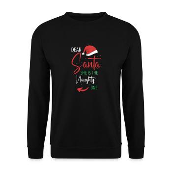 Cher Père Noël, elle est la vilaine Noël - Sweat-shirt Unisexe - noir - Devant - Alina (178cm) & Michal (187cm)