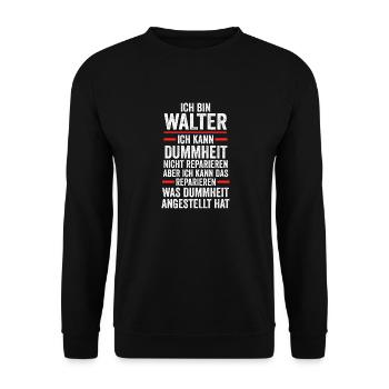 Walter - Unisex Pullover - Schwarz - Vorne - Alina (178cm) & Michal (187cm)