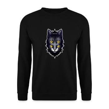 chat avec 2 paires d'yeux - Sweat-shirt Unisexe - noir - Devant - Alina (178cm) & Michal (187cm)