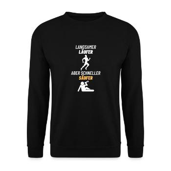 Langsamer Läufer aber schneller Säufer - Unisex Pullover - Schwarz - Vorne - Alina (178cm) & Michal (187cm)