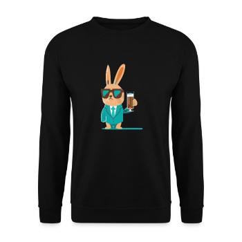 Lapin cool avec de la bière et des lunettes de soleil - Sweat-shirt Unisexe - noir - Devant - Alina (178cm) & Michal (187cm)