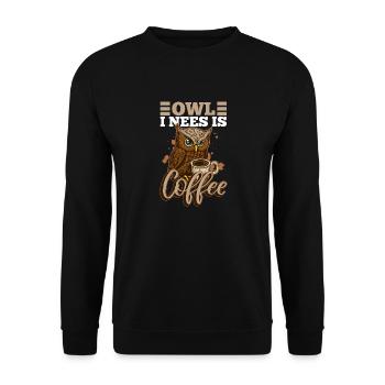 Owl I Need Coffee Monday Cute Owl Tired Office - Unisex Sweatshirt - black - Front - Alina (178cm) & Michal (187cm)