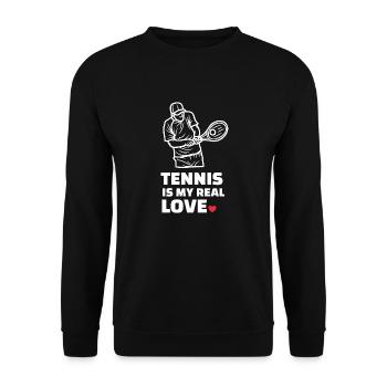 I love tennis - Unisex Sweatshirt - black - Front - Alina (178cm) & Michal (187cm)