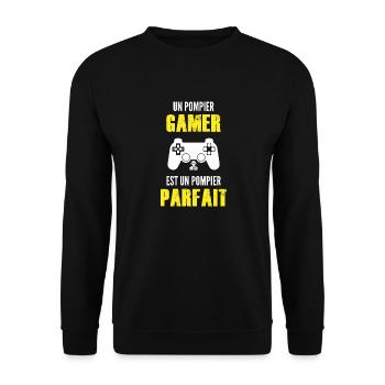 pompier gamer / pompier parfait - Sweat-shirt Unisexe - noir - Devant - Alina (178cm) & Michal (187cm)