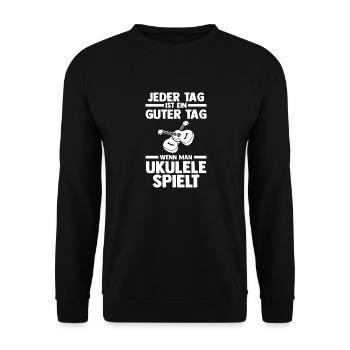 Gitarre Musiker Musikinstrument Ukulele - Unisex Pullover - Schwarz - Vorne - Alina (178cm) & Michal (187cm)