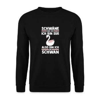 Schwan - Unisex Pullover - Schwarz - Vorne - Alina (178cm) & Michal (187cm)