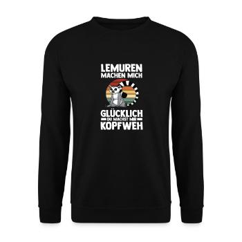 Lemur - Unisex Pullover - Schwarz - Vorne - Alina (178cm) & Michal (187cm)