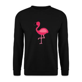 Cute Pink Flamingo Bird - Unisex Sweatshirt - black - Front - Alina (178cm) & Michal (187cm)