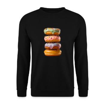 Saftige Donuts - Unisex Pullover - Schwarz - Vorne - Alina (178cm) & Michal (187cm)