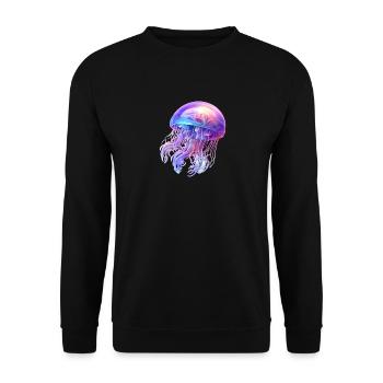 Qualle Farbenfroh & Transparent - Unisex Pullover - Schwarz - Vorne - Alina (178cm) & Michal (187cm)