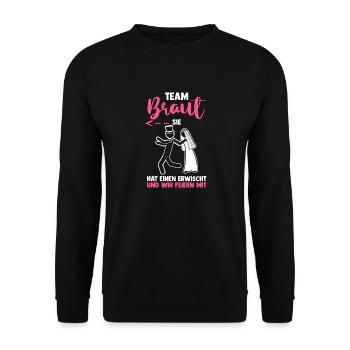 Braut Hochzeit Heiraten Junggesellenabschied - Unisex Pullover - Schwarz - Vorne - Alina (178cm) & Michal (187cm)
