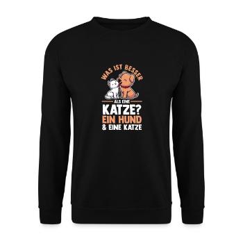 Katzen Katzenliebhaber Hundeliebhaber Hunde - Unisex Pullover - Schwarz - Vorne - Alina (178cm) & Michal (187cm)