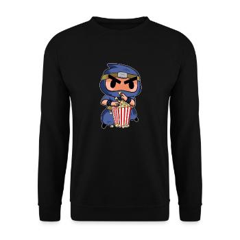 Popcorn Ninja Kids Funny Theater Cinema Snack Movi - Unisex Sweatshirt - black - Front - Alina (178cm) & Michal (187cm)