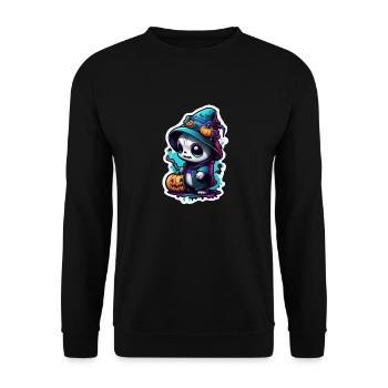 Halloween - Monster with Witch Hat - Unisex Sweatshirt - black - Front - Alina (178cm) & Michal (187cm)