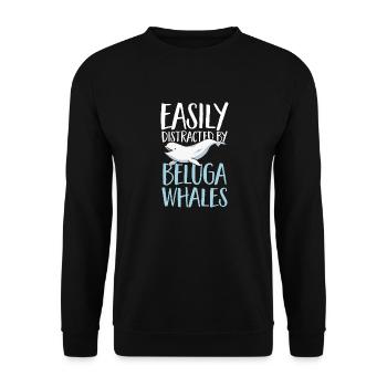 Weißwal Beluga Wal - Unisex Pullover - Schwarz - Vorne - Alina (178cm) & Michal (187cm)