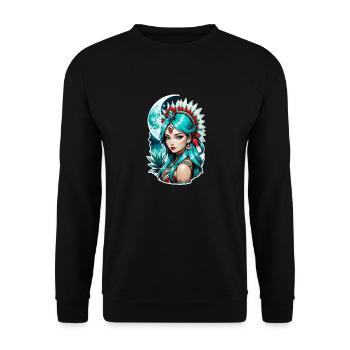 Indische Prinzessin - Aztek - Unisex Pullover - Schwarz - Vorne - Alina (178cm) & Michal (187cm)