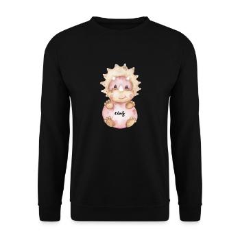 Geburtstagsaufdruck, Dino, rosa - Unisex Pullover - Schwarz - Vorne - Alina (178cm) & Michal (187cm)