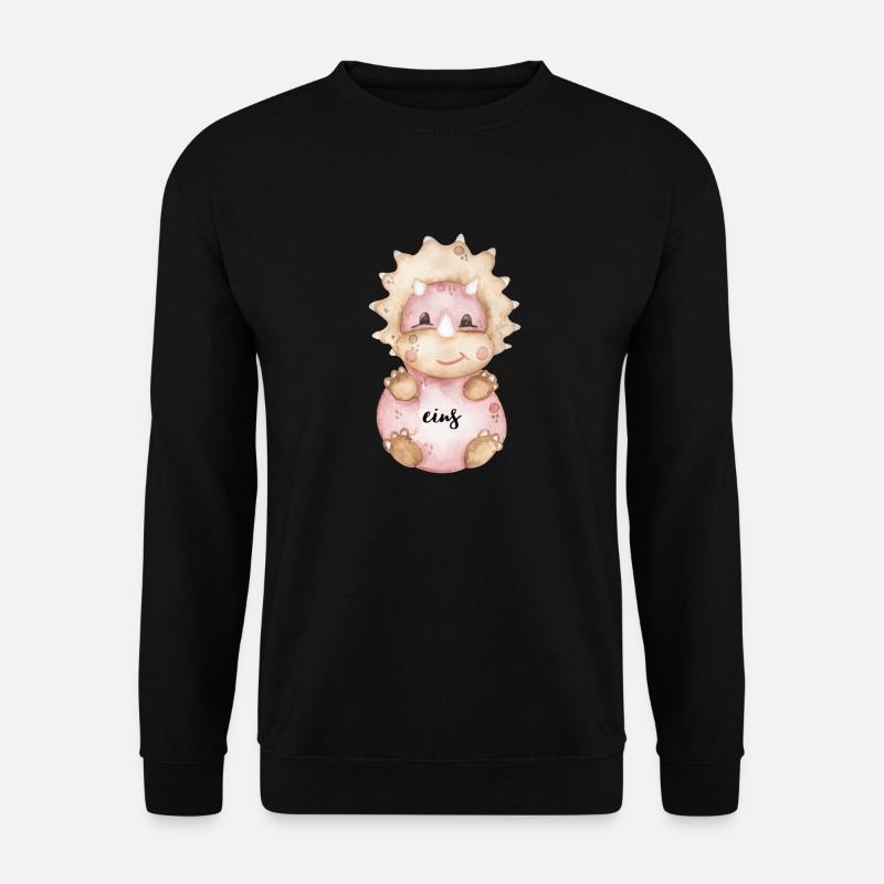 Geburtstagsaufdruck, Dino, rosa - Unisex Pullover - Schwarz