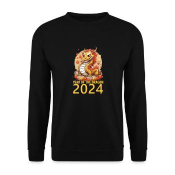 Year Of The Dragon Happy Chinese New Year 2024 - Unisex Pullover - Schwarz - Vorne - Alina (178cm) & Michal (187cm)