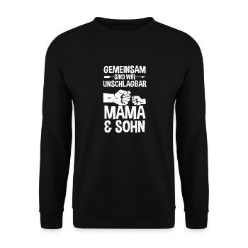 Mutter Muttertag Mama und Sohn - Unisex Pullover - Schwarz - Vorne - Alina (178cm) & Michal (187cm)