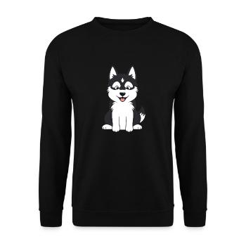 Humor kleiner Husky - Unisex Pullover - Schwarz - Vorne - Alina (178cm) & Michal (187cm)